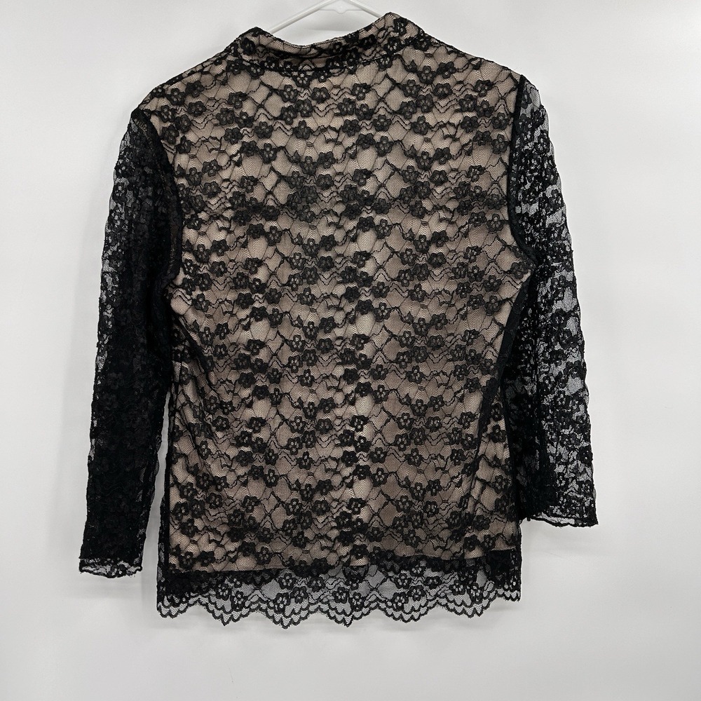 Dressbarn Womens Whimsigoth Lace Empire Waist Top‎ Sz M Black Y2K Dark Romantic - Picture 6 of 8